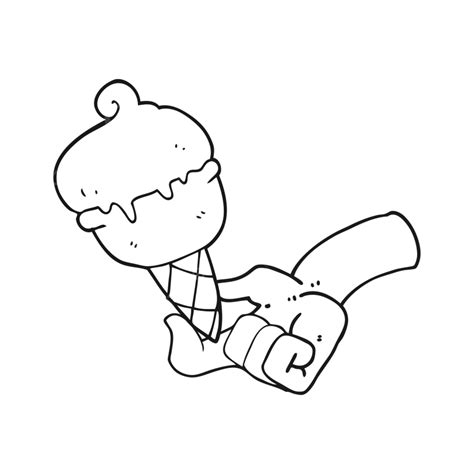 White Ice Cream Vector Art Png Freehand Drawn Black And White Cartoon