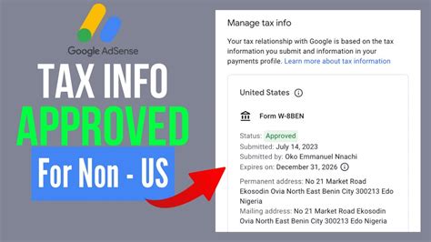 How To Submit Tax Information In Google Adsense For NON U S Creators