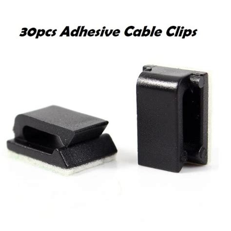 Adhesive Cable Clamps Wire Organizer Clips Small - 30 Pieces - Black ...