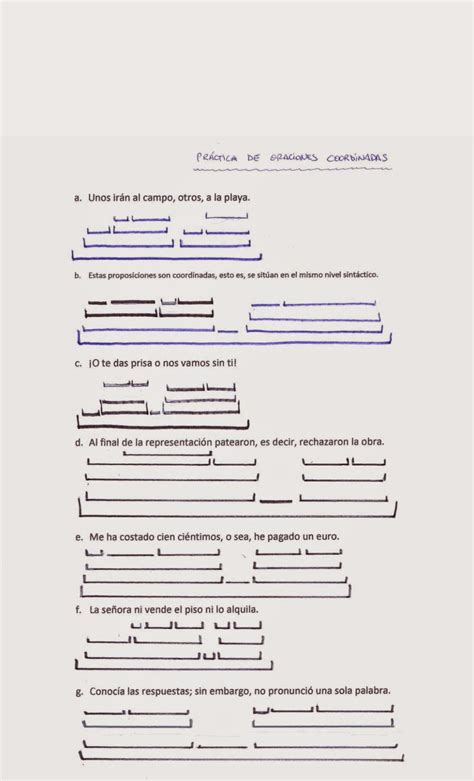Lengua Castellana Y Literatura Práctica De Oraciones Coordinadas