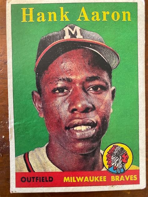 1958 Hank Aaron Baseball Card Vintage Aged Reprint Novelty Card T
