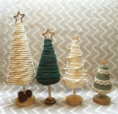 Pack Four Christmas Tree Ornaments Cotton Pine Tree Christmas