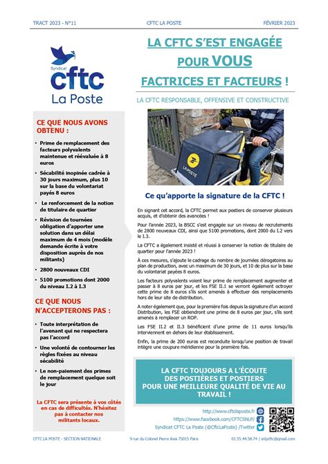 La Cftc Sest Engag Epour Vousfactrices Et Facteurs Cftc La Poste