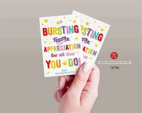 Editable Bursting Appreciation Printable Gift Tag Star Staff Teacher