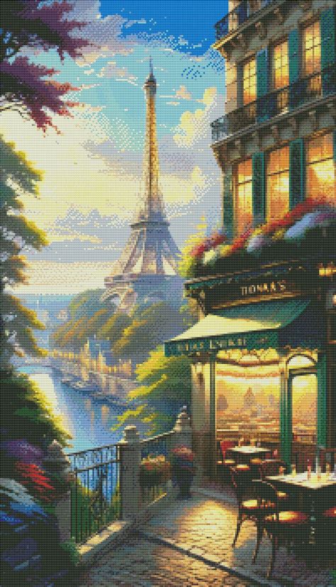 PDF Paris France Eiffel Tower Street Counted Cross Stitch Pattern City