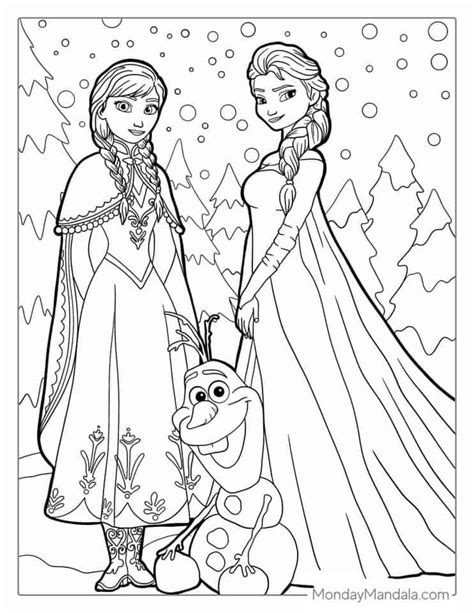 Olaf Elsa And Anna Coloring Page Frozen Coloring Pages Elsa Coloring Pages Frozen