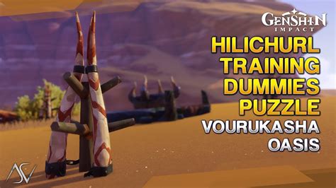 Hilichurl Training Dummies Puzzle Hidden Chest Vourukasha Oasis