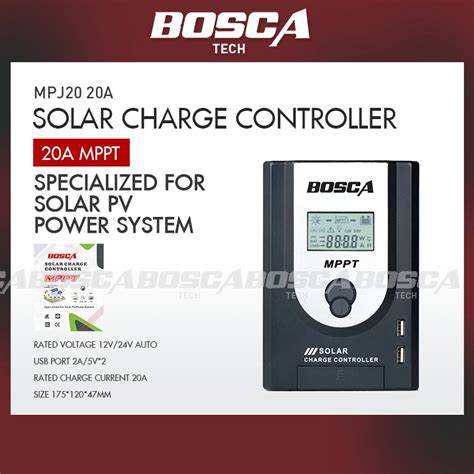 BOSCA Solar Charge Controller MPPT 12v 24v AUTO 20A MPJ20 Specialized