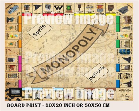 HP Editable Monopoly Board Game Template Custom Monopoly Template Game ...