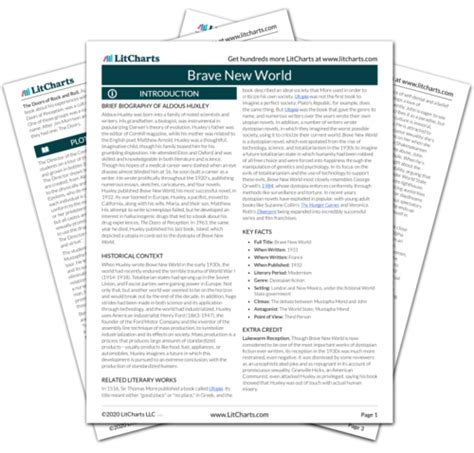 Brave New World Study Guide Literature Guide Litcharts