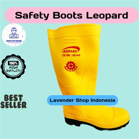 Jual Sepatu Boot Safety Karet Leopard Boots Ujung Besi Steel Toe Proyek