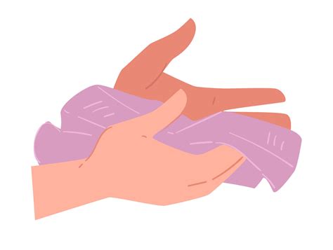 Drying Hands With Towel Hygiene And Body Care Vector Art At