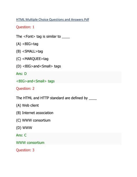 Html Multiple Choice Questions And Answers Html Multiple Choice Questions And Answers Pdf