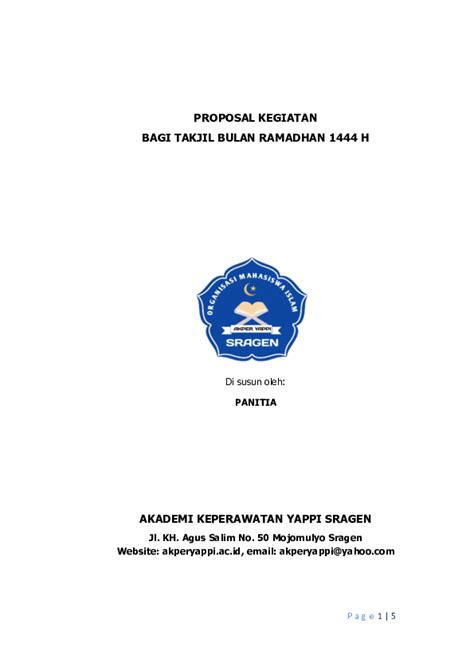 Pdf Contoh Proposal Kegiatan Bagi Takjil