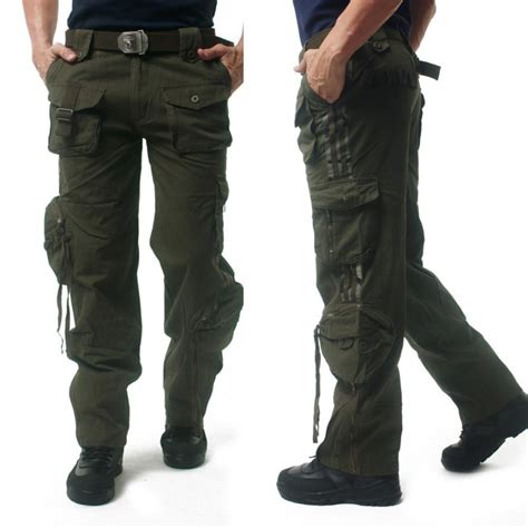 Men Baggy Army Cargo Pants Military Style Tactical Pants Combat Pocket