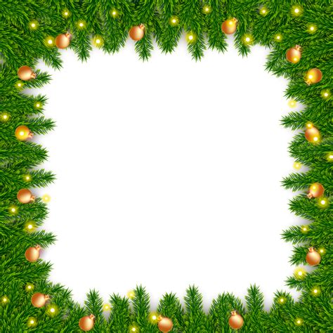 Christmas Border Decoration With Pine Branches Christmas Ball T Balance And Snowflex 27395313 Png