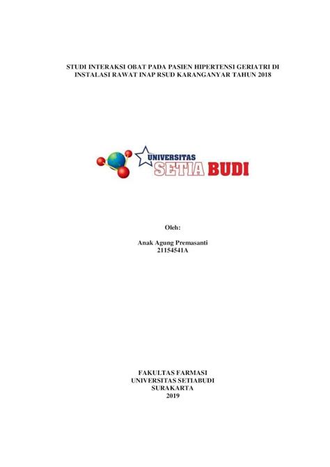 Pdf Studi Interaksi Obat Pada Pasien Hipertensi Geriatri Di