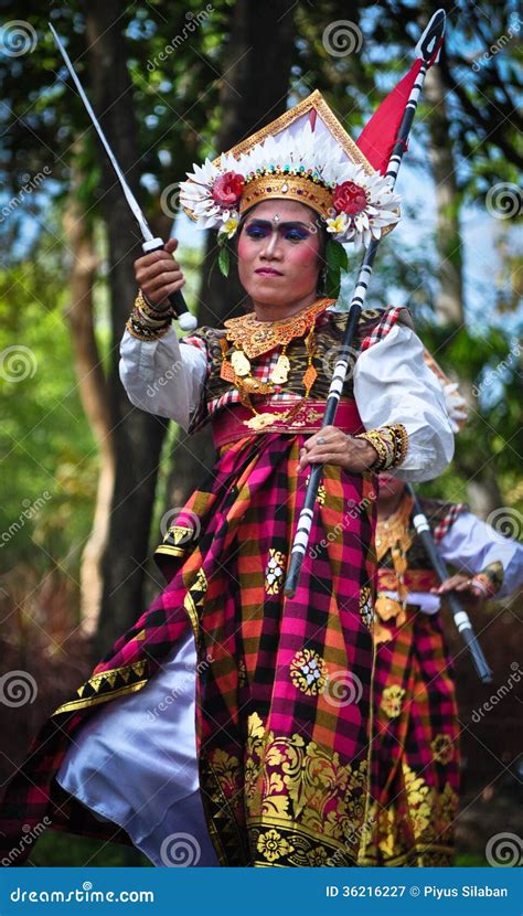 Balinese Man Parade With Traditional Dress Editorial Photography