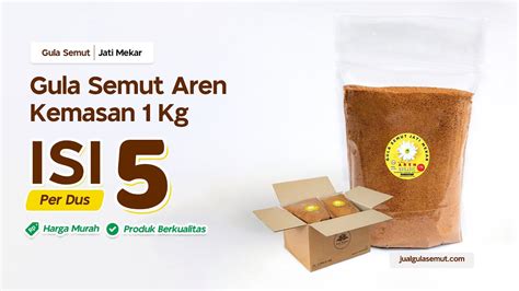 GULA SEMUT AREN BUBUK ORGANIK KEMASAN 1 KG 1000 GRAM Isi 5 Per Dus