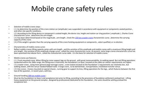 Mobile crane safety rules | PPT