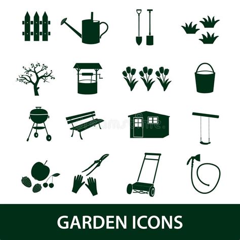 Iconos del jardín fijados ilustración del vector Ilustración de casero