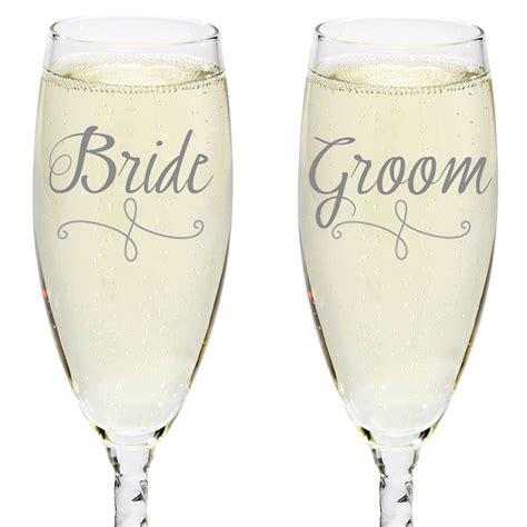 Bride Weddingchampagnewine Champagne Flute Glasses Champagne