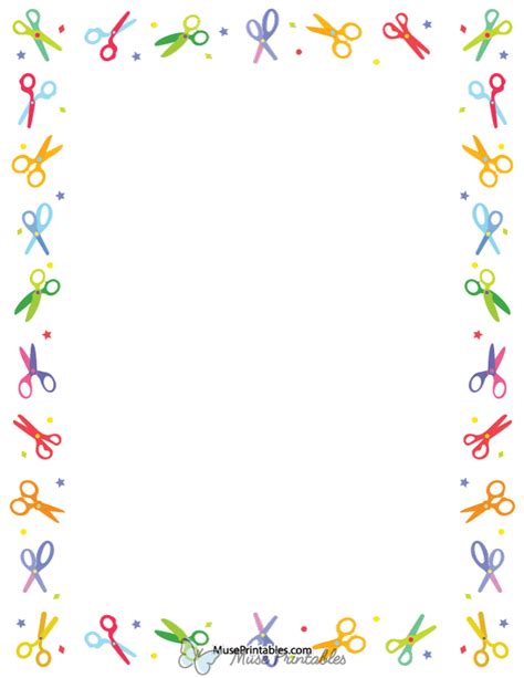 Printable Colorful Scissors Page Border