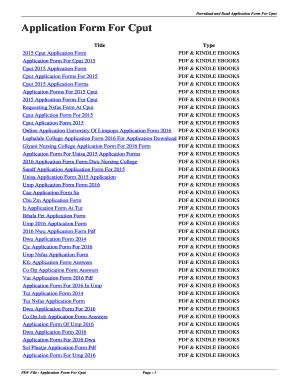 Fillable Online Hnqi Application Form For Cput Application Form For