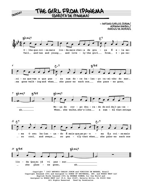 Antonio Carlos Jobim The Girl From Ipanema Garota De Ipanema Sheet Music