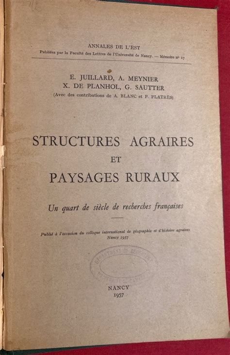 Structures Agraires et Paysages Ruraux Un Quart de Siècle de