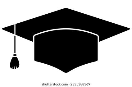 Graduation Hat Silhouette Vector Art White Stock Vector (Royalty Free ...