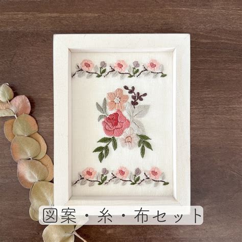 刺繍図案と糸と布 ローズボーダーの刺繍セット Marguerite刺繍教室