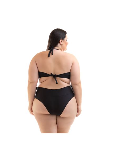 Schwarzer Plus Size Balconette Bikini Und High Waist Bikinihose Bikini