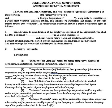 Vendor Non Compete Agreement Template