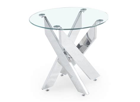 Table basse ronde design en verre pieds argentés CONNOR