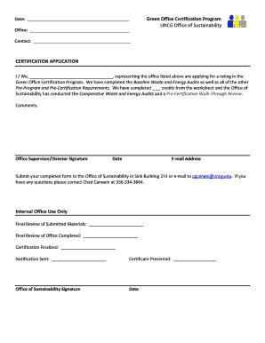 Fillable Online Facsustainability Uncg Certification Application