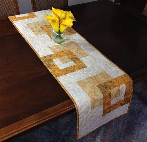 Modern Batik Table Runner Handmade Gold Quilted Tablerunner Etsy Canada Batik Table Runners