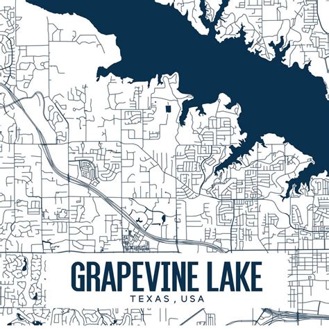 Grapevine Lake Texas Printable Map Grapevine Lake Wall Art Etsy