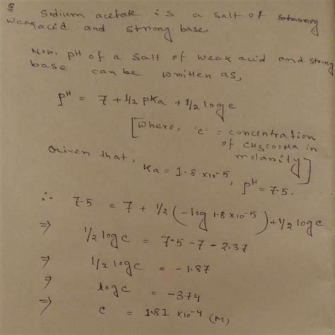 Solved A Solution Of Sodium Acetate Ch Coona At C Has A Ph Of