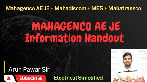 MAHAGENCO AE JE Information Handout Important Information Electrical