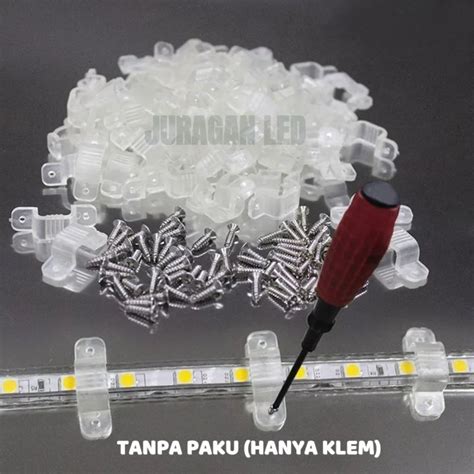 KLEM TRANSPARAN ELASTIS LED STRIP NEON FLEX UNTUK MENEMPELKAN KE