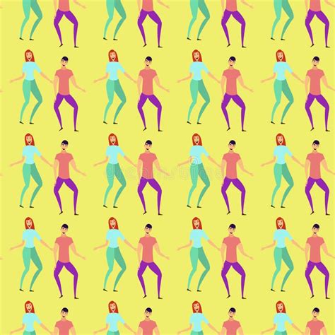 Seamless Pattern With Lovers B Cartoons Characters And Girl Stock