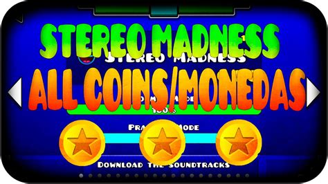 GEOMETRY DASH | STEREO MADNESS | ALL COINS/MONEDAS - YouTube