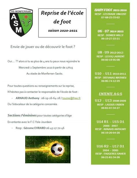 ASM Reprise De LEcole De Foot 2020 2021 Mairie De Monferran Saves