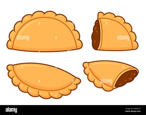 Traditional South American Empanadas Meat Pies Drawing Set Half