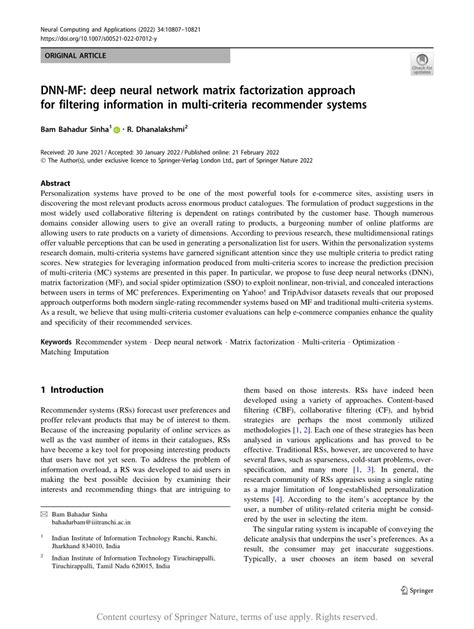 Dnn Mf Deep Neural Network Matrix Factorization Approach For Filtering