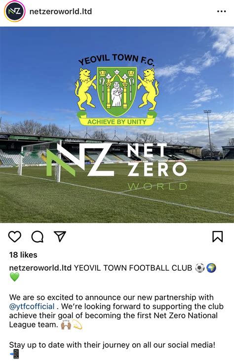 Net Zero World Partners With Yeovil Town Gloverscast