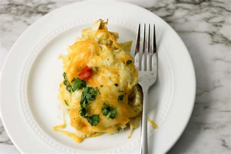 Easy Green Chili Chicken Enchilada Skillet Creamy And Cheesy