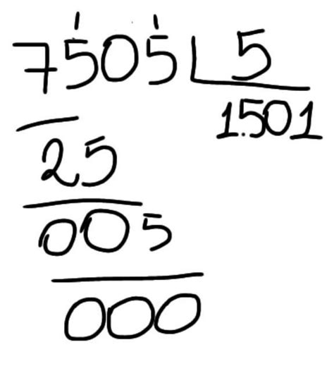 7505 dividido por 5 o cálculo por favor brainly br