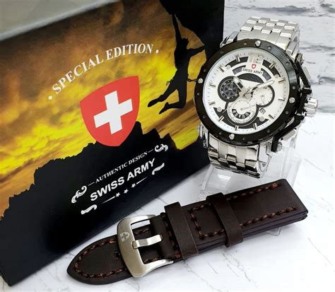 Jam Tangan Pria Swiss Army Bonus Tali Kulit Dan Box Lazada Indonesia